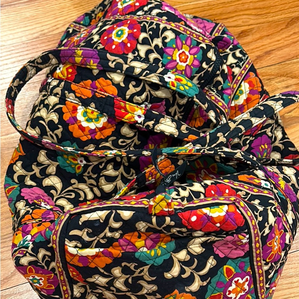 Vera Bradley large Duffel Bag with matching passport case